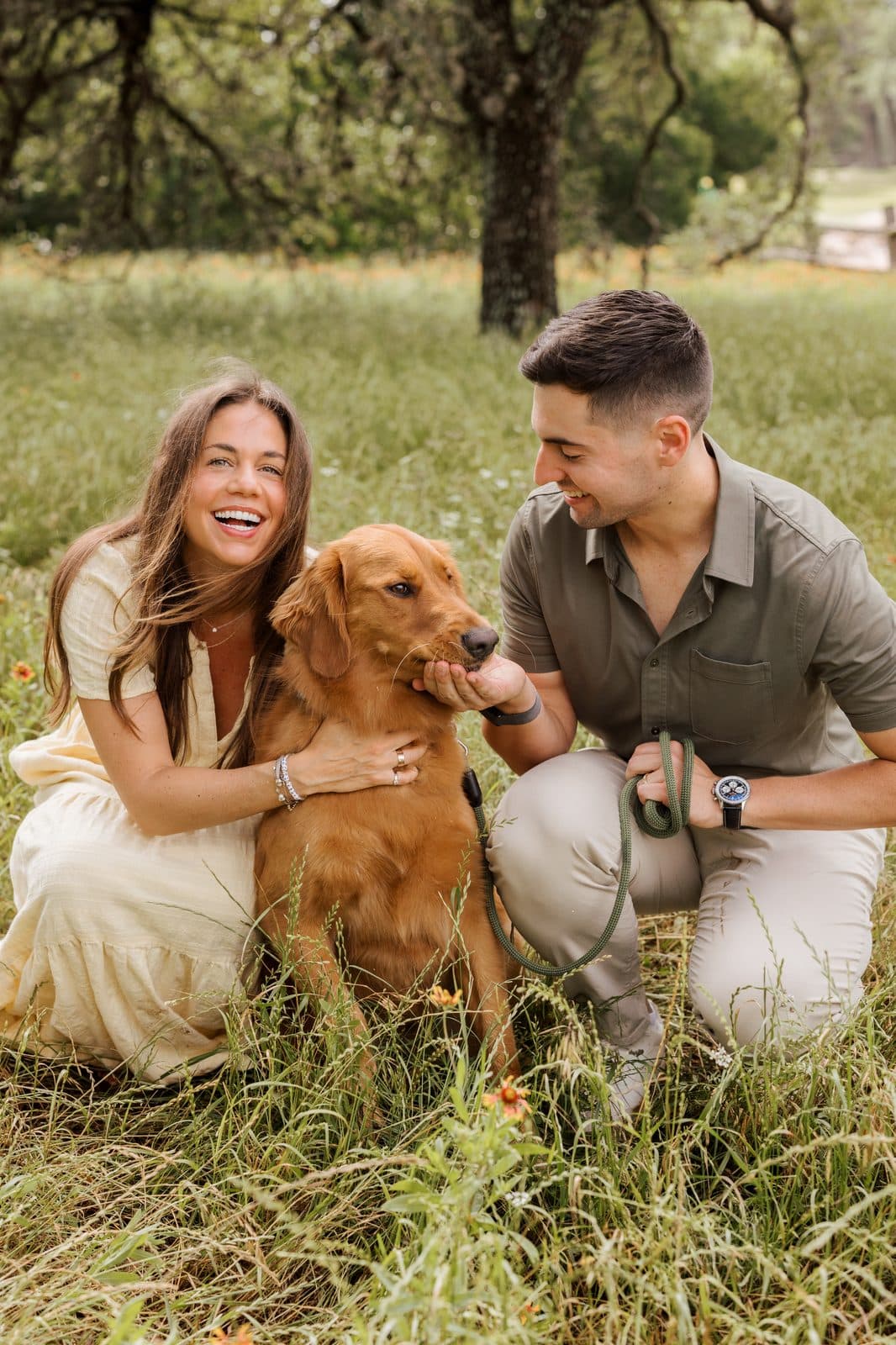 Tori with her husband and golden retriever Kona
